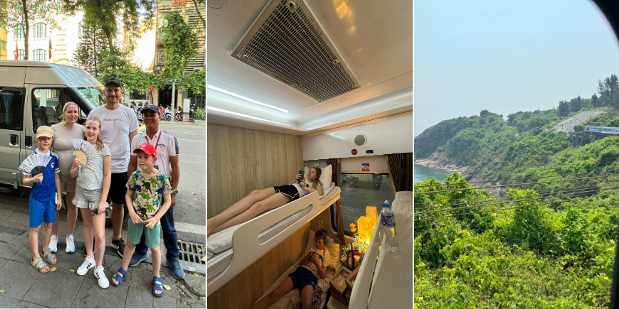 Vi kører i tog i Vietnam