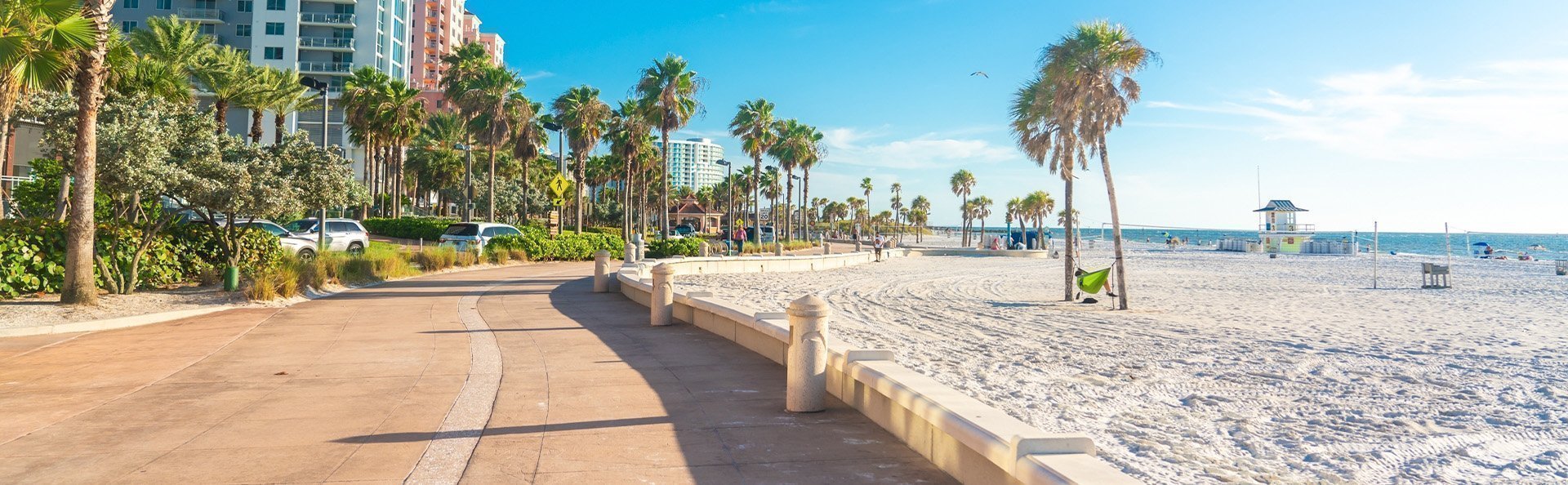 Hvid sandstrand ved Clearwater Beach i Florida