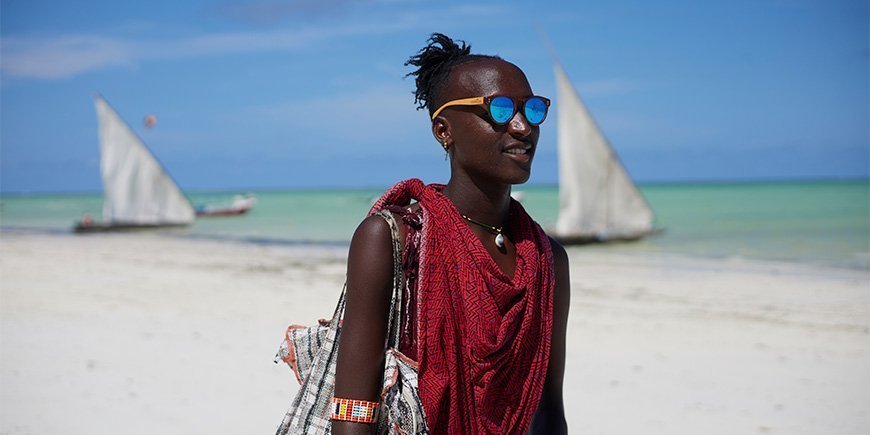 Masai på Paje-stranden på Zanzibar