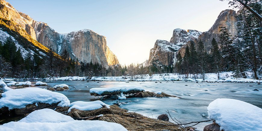 Vinterlandskaber i Yosemite Nationalpark