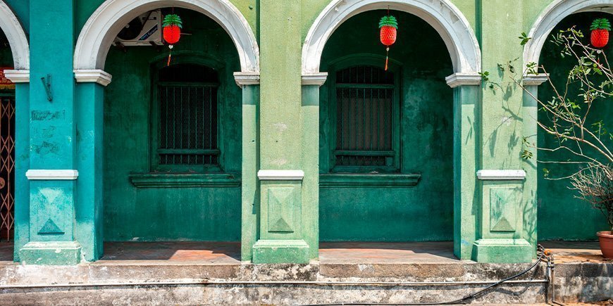 Sino-portugisisk hus i George Town, Penang, Malaysia