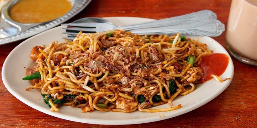 Den lækre nudelret Mee Goreng fra Malaysia