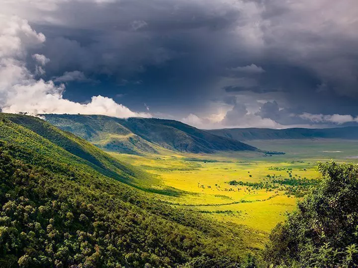 Overskyet ved Ngorongoro-krateret i Tanzania